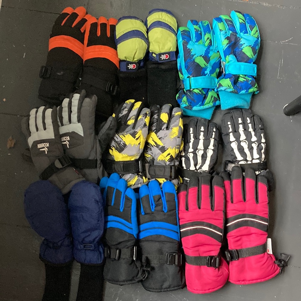 Lot of kids winter gloves and mittens